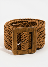 Load image into Gallery viewer, Wooden Square Buckle Braided Belt - More Colors Available