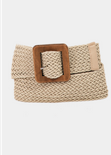 Load image into Gallery viewer, Wooden Square Buckle Braided Belt - More Colors Available
