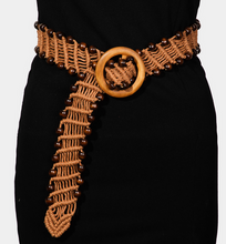 Load image into Gallery viewer, Wooden Circle Buckle Braided Belt - More Colors Available