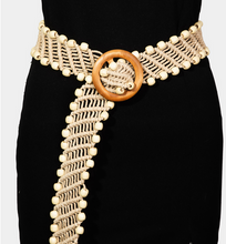 Load image into Gallery viewer, Wooden Circle Buckle Braided Belt - More Colors Available