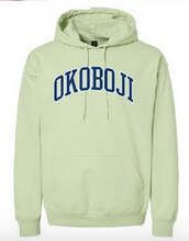 Load image into Gallery viewer, "FF2" Adult Softstyle Hooded Sweatshirt - Navy/White on Pistachio