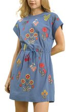 Load image into Gallery viewer, Embroidered Drawstring Mini Dress - More Colors Available
