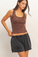 Load image into Gallery viewer, Acid Washed Henley Ribbed Tank Top - More Colors Available
