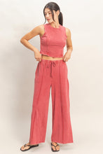 Load image into Gallery viewer, Mineral Washed Sleeveless Top &amp; Wide Leg Pant Set - More Colors Available
