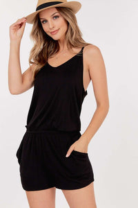 Sleeveless Loose Fit Romper with Spaghetti Straps - More Colors Available