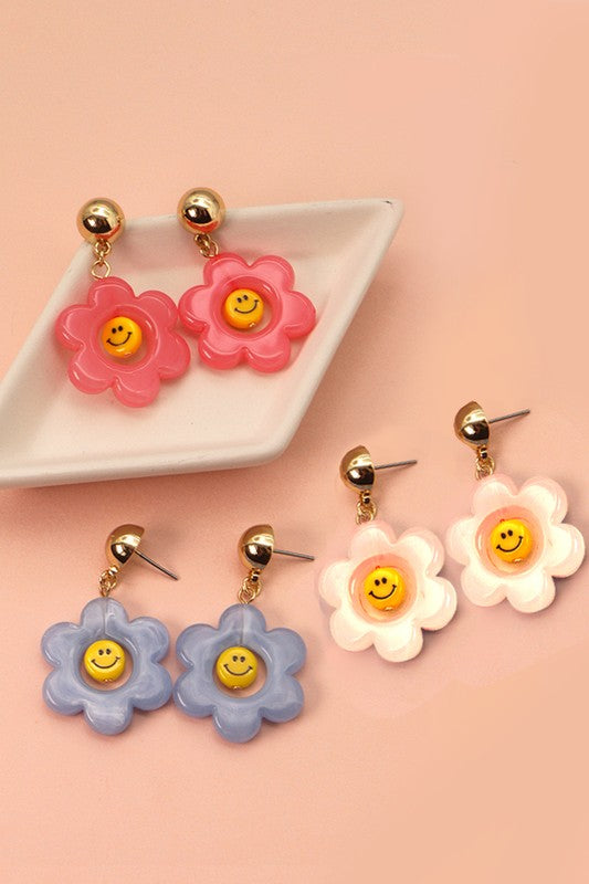 Smiley Flower Post Earrings - More Colors Available