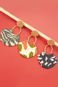 Mixed-Print Drop Polymer Earrings