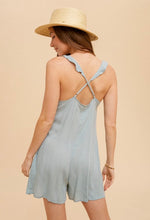 Load image into Gallery viewer, Lace Up Mini Cami Romper in Sage
