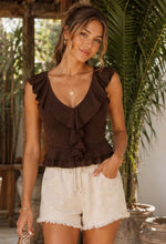Load image into Gallery viewer, Ruffle Trim Sleeveless Peplum Top - More Colors Available
