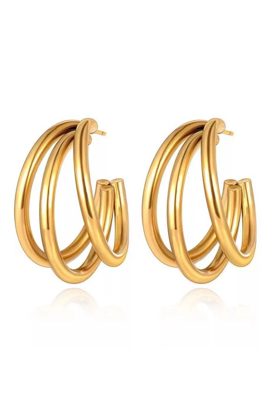 18k Waterproof Stainless Steel Hoops