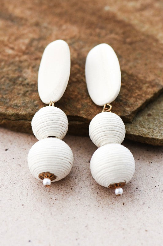 Boho Ivory Wooden Dangle Earrings