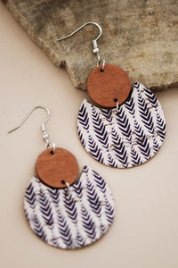 Boho Printed Cork Wooden Dangle Earrings