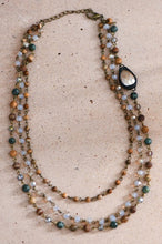 Load image into Gallery viewer, Triple Layered Mixed Glass Bead and Stone Necklace - More Colors Available
