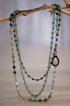 Load image into Gallery viewer, Triple Layered Mixed Glass Bead and Stone Necklace
