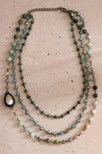 Load image into Gallery viewer, Triple Layered Mixed Glass Bead and Stone Necklace
