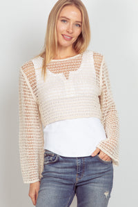 Crop Crochet Knit Top - Natural