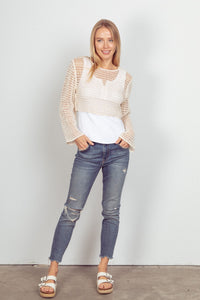 Crop Crochet Knit Top - Natural