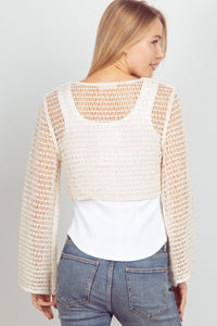 Crop Crochet Knit Top - Natural