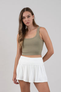 Scooped Neck Cropped Knit Tank Top - More Colors Available