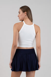 Cropped Knit Tank Top in White