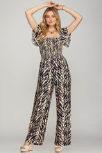 Load image into Gallery viewer, Short Ruffle Sleeve Print Smocked Sleeve Jumpsuit
