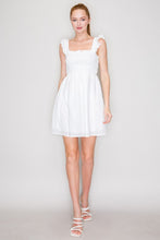 Load image into Gallery viewer, White Geometric Eyelet Ruffled Mini Dress
