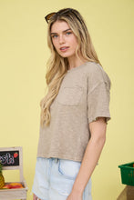 Load image into Gallery viewer, Raw Edge Exposed Seam Short Sleeve Knit Crop Top - More Colors Available
