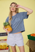 Load image into Gallery viewer, Raw Edge Exposed Seam Short Sleeve Knit Crop Top - More Colors Available
