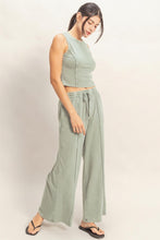 Load image into Gallery viewer, Mineral Washed Sleeveless Top &amp; Wide Leg Pant Set - More Colors Available
