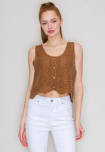 Load image into Gallery viewer, Brown Crochet Button Sweater Top
