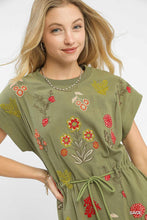 Load image into Gallery viewer, Embroidered Drawstring Mini Dress - More Colors Available
