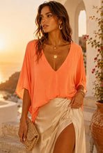 Load image into Gallery viewer, Flowy V-Neck Poncho Top - More Colors Available
