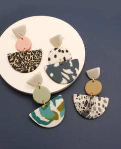 Artistic Print Polymer Drop Earrings - Assorted Styles