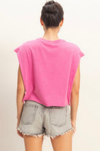 Load image into Gallery viewer, Crew Neck Boxy Sleeveless Cropped Top - Fuchsia
