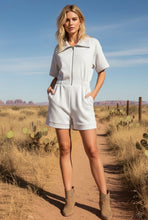 Load image into Gallery viewer, Short Sleeve Zip Up Romper - More Colors Available
