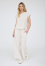Load image into Gallery viewer, Khaki/White Stripe Lounge Pants Set
