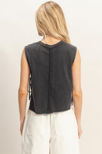 Load image into Gallery viewer, Sleeveless Raw Edge Tie-Side Top - More Colors Available
