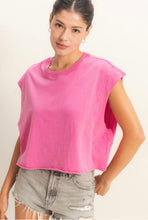 Load image into Gallery viewer, Crew Neck Boxy Sleeveless Cropped Top - Fuchsia

