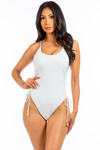 Side-Tie One Piece Swimsuit in White