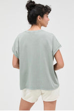 Load image into Gallery viewer, Capped Sleeve Mineral Wash T-Shirt in Sage Green
