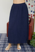 Load image into Gallery viewer, Shirred Button Down Top and Skirt Set in Navy
