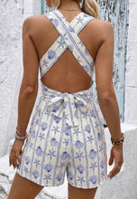 Load image into Gallery viewer, Blue Seashell Print Halter Romper
