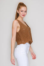 Load image into Gallery viewer, Brown Crochet Button Sweater Top
