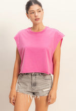 Load image into Gallery viewer, Crew Neck Boxy Sleeveless Cropped Top - Fuchsia

