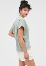 Load image into Gallery viewer, Capped Sleeve Mineral Wash T-Shirt in Sage Green
