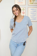Load image into Gallery viewer, Washed Scoop Neck Raw Edge Short Sleeve Top - More Colors Available
