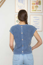 Load image into Gallery viewer, Acid Washed Indigo Short Sleeve Knit Top
