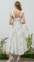 Load image into Gallery viewer, White/Green Tiered Midi Dress
