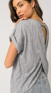 Open Back Heather Gray Top