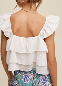 Ruffled Square Neck Top